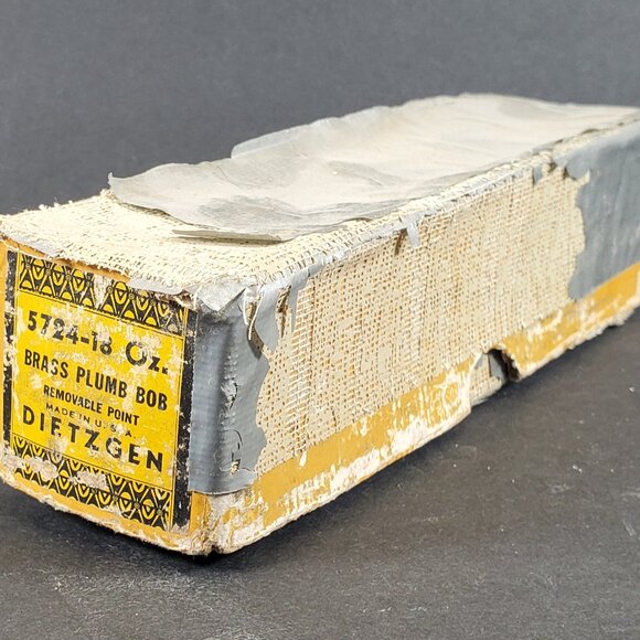 Vintage Dietzgen Brass Plumb Bob 5724S-18 Ounce Tool with Original Box & Steel P - Picture 2 of 13